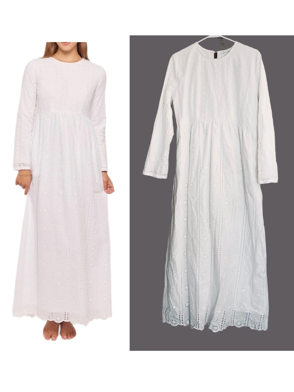 The White Long Sleeve Eyelet Maxi Dress